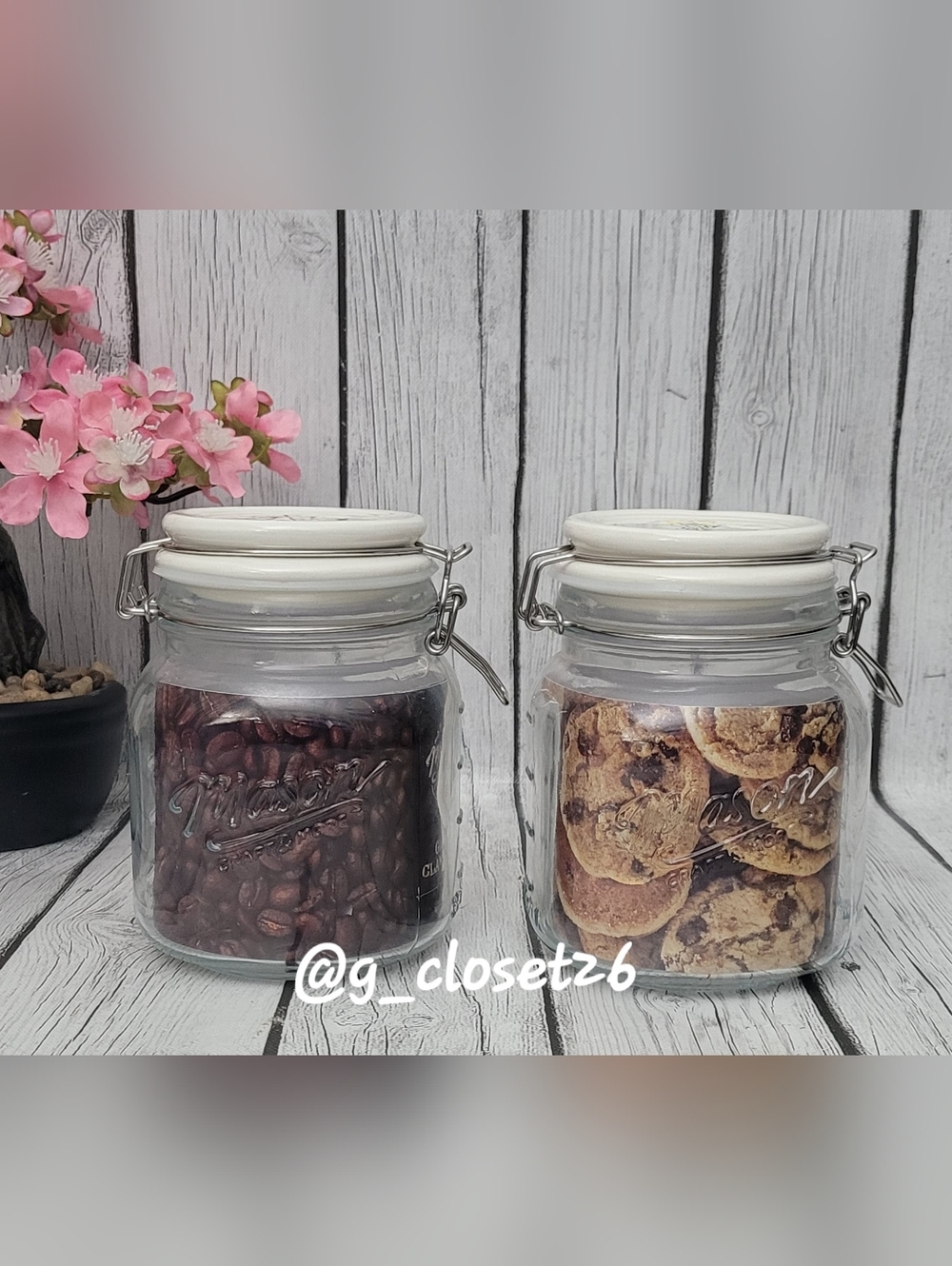 Floral Mason Craft & More Airtight Ceramic Clamp Lid Jars - Set of 2